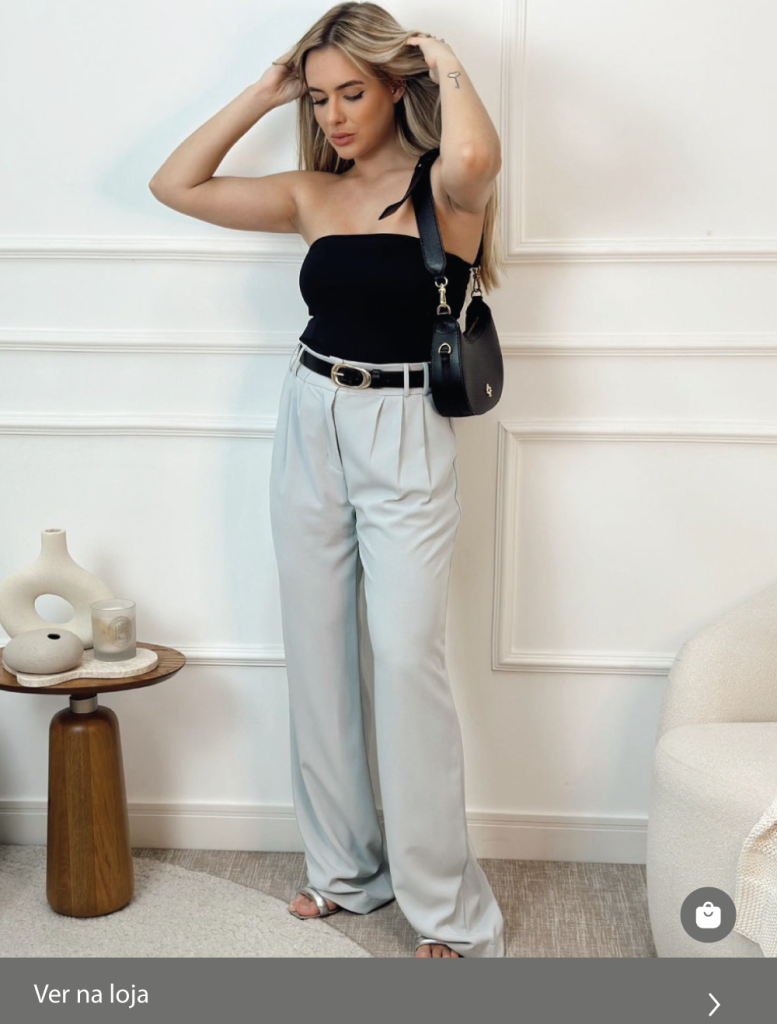 Calça wide leg cinza da Senhoritas Tees