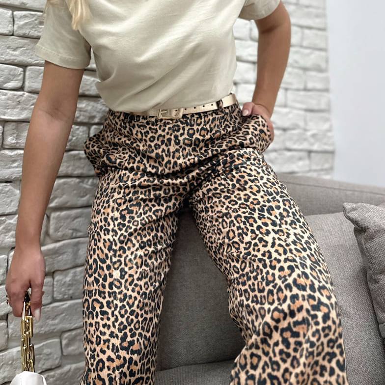 Calça Wide Leg de Animal Print Cover